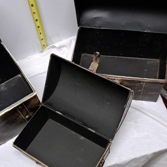 Set of Three Rustic Metal Chests - Picture 3 of 7
